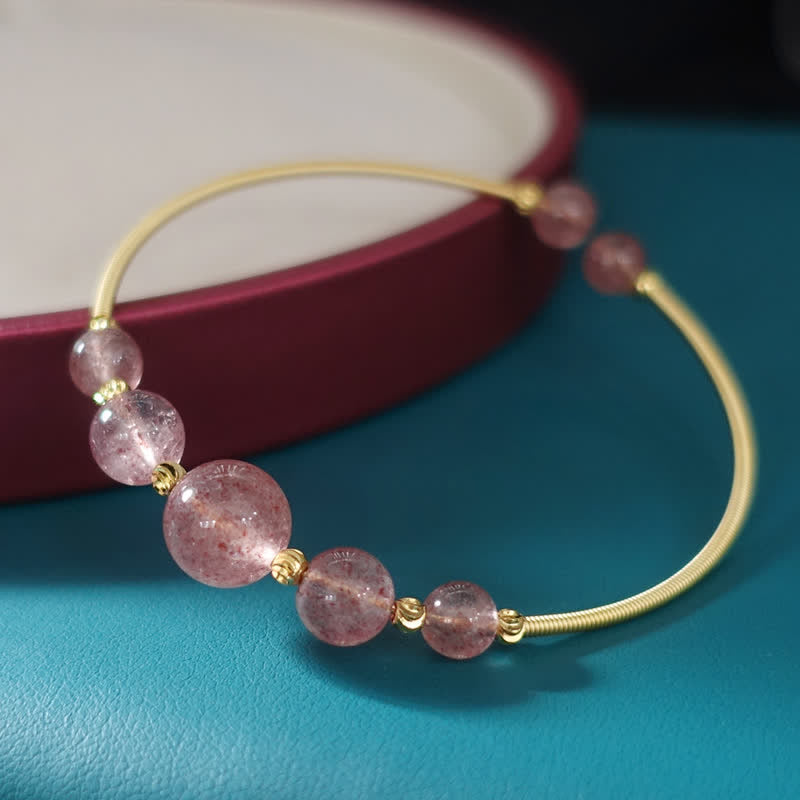 Nimara Ritual Natural Strawberry Quartz Love Healing Bracelet Bangle