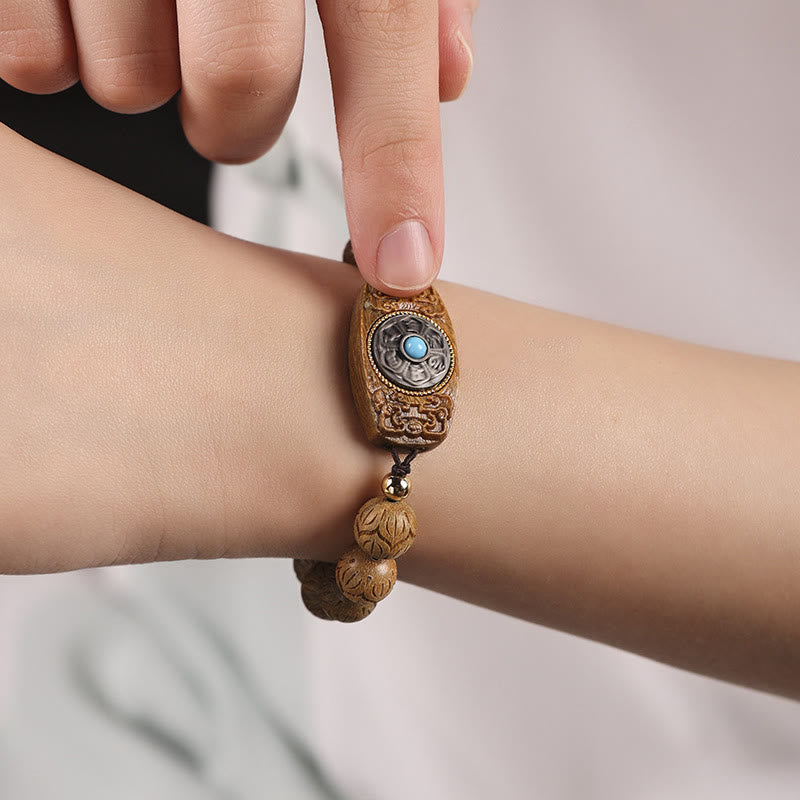 Nimara Ritual Green Sandalwood Ebony Wood Sandalwood Om Mani Padme Hum Soothing Bracelet