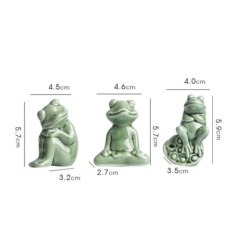 Nimara Ritual Mini Small Meditation Lotus Resting Frog Ceramic Wealth Luck Home Tea Pet Figurine Decoration