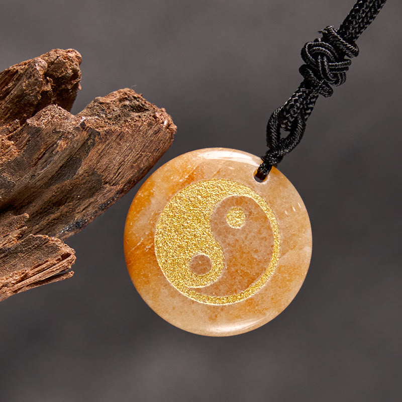 Nimara Ritual Various Crystal Amethyst Tiger Eye Green Aventurine Yin Yang Spiritual Necklace Pendant