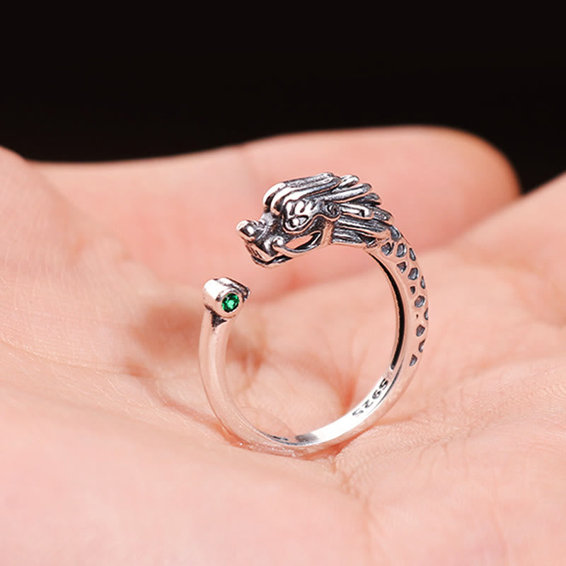 Nimara Ritual Vintage Dragon Design Success Strength Adjustable Ring