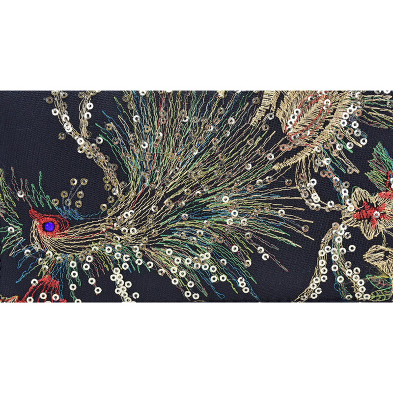 Nimara Ritual Peacock Double-sided Embroidery Cash Holder Wallet Shopping Purse