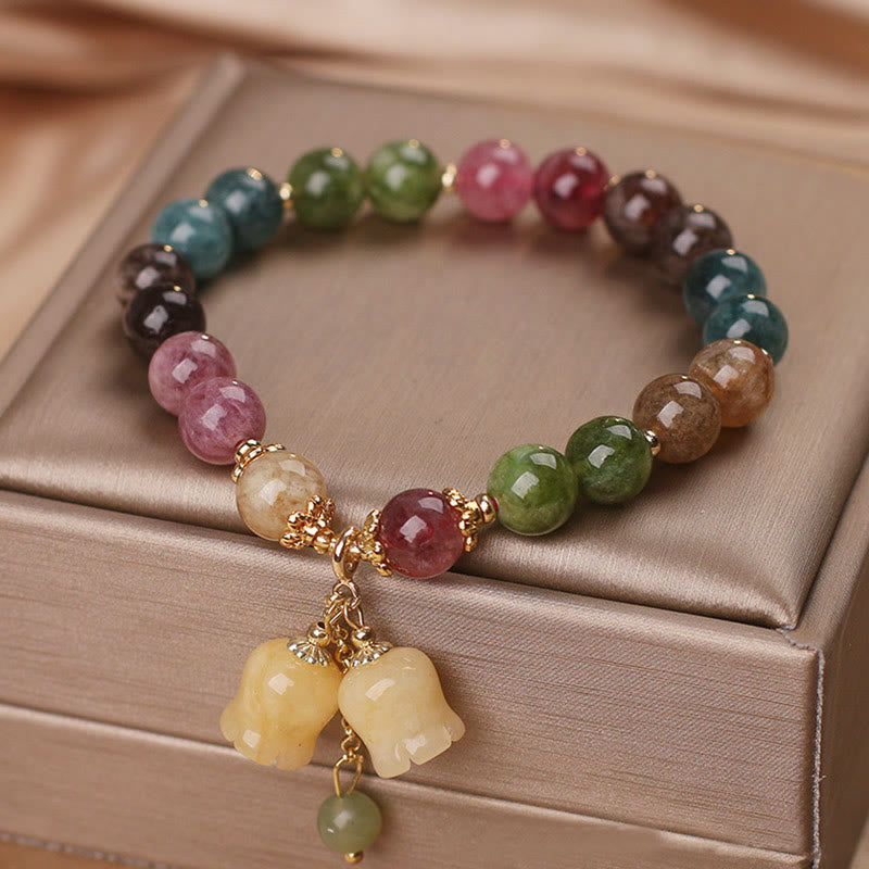 Nimara Ritual Natural Colorful Tourmaline Flower Bead Love Bracelet