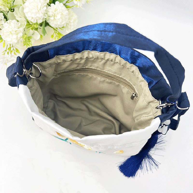 Nimara Ritual Suzhou Embroidery Rabbit Lotus Epiphyllum Peony Magnolia Silk Tote Crossbody Bag Shoulder Bag Handbag