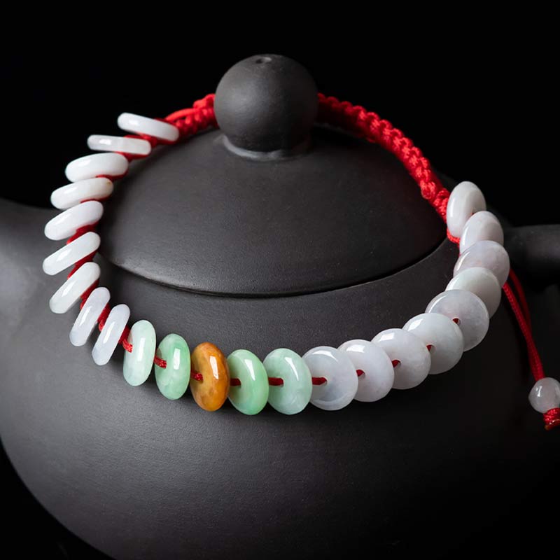 Nimara Ritual Round Jade Lucky Red String Weave Bracelet