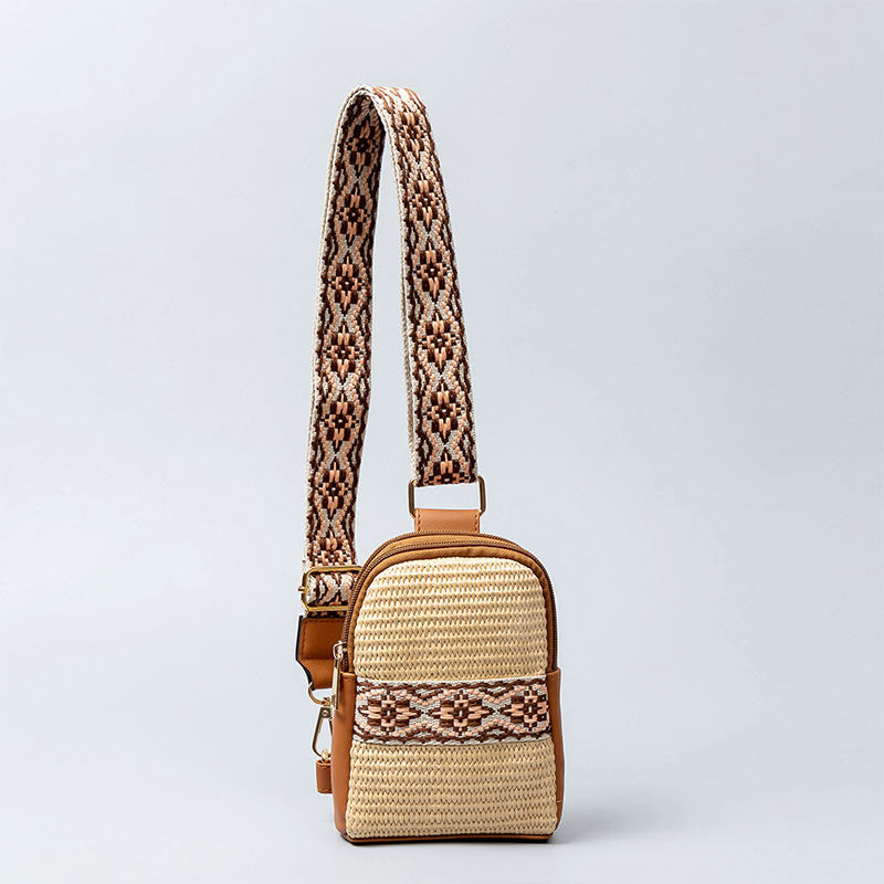 Nimara Ritual Small Geometry Straw Woven Crossbody Bag Shoulder Bag