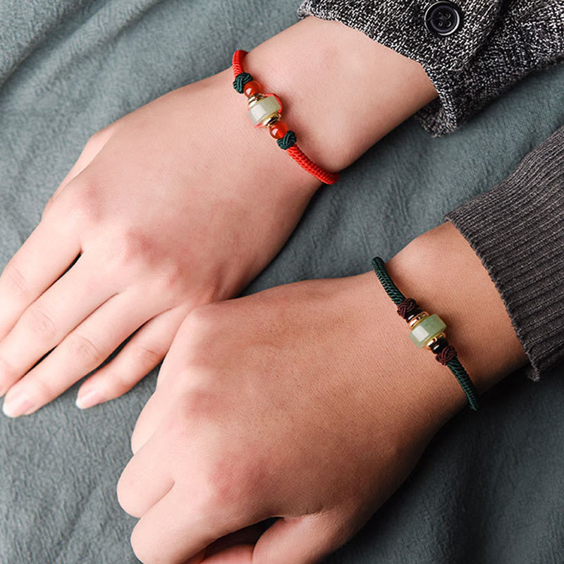 Nimara Ritual Tibetan Green Aventurine Luck Braid String Bracelet