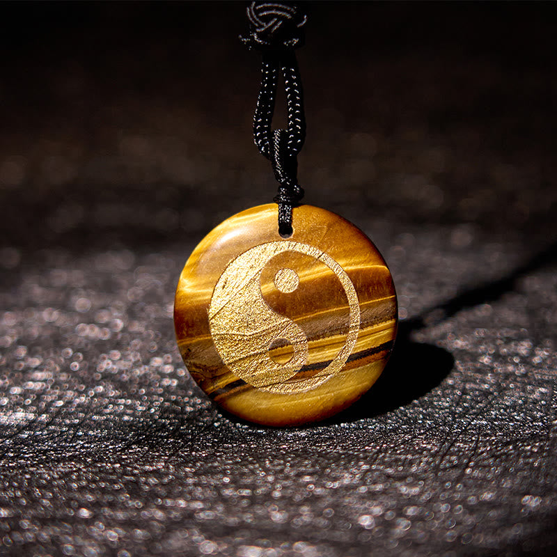 Nimara Ritual Various Crystal Amethyst Tiger Eye Green Aventurine Yin Yang Spiritual Necklace Pendant