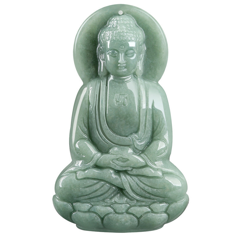 Nimara Ritual Amitabha Buddha Jade Amulet Compassion String Necklace
