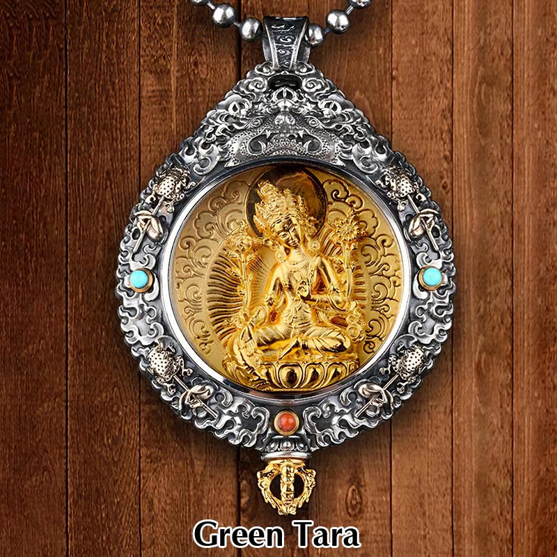 Nimara Ritual Chinese Zodiac Natal Buddha Thangka Nine Palaces Eight Diagrams Wealth Rotatable Necklace Pendant