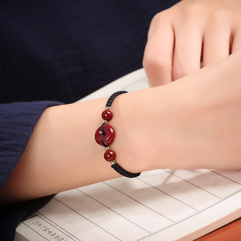 Nimara Ritual Natural Cinnabar Peace Buckle Blessing String Bracelet