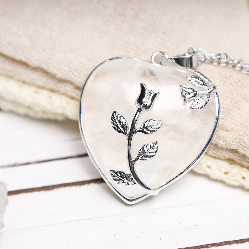Nimara Ritual Natural Healing Crystals Heart Pendant Necklaces