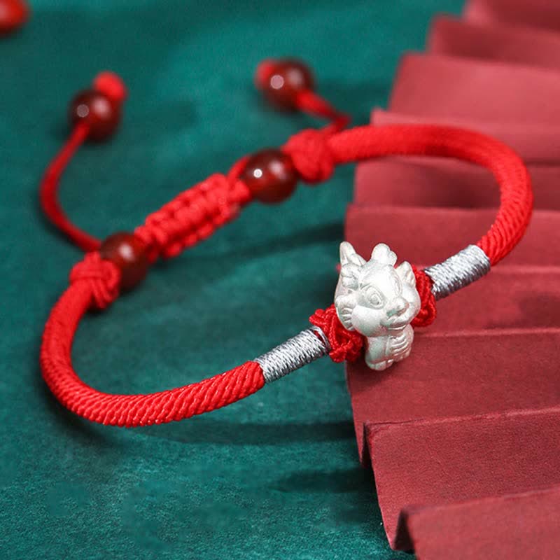 Nimara Ritual 999 Sterling Silver Chinese Zodiac Luck Strength Red String Bracelet