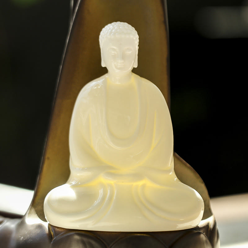 Nimara Ritual Led Buddha Hand Backflow Smoke Fountain Healing Ceramic Stick Incense Burner Decoration