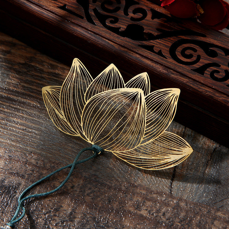 Nimara Ritual Lotus Flower New Beginning Metal Brass Hollow Bookmark