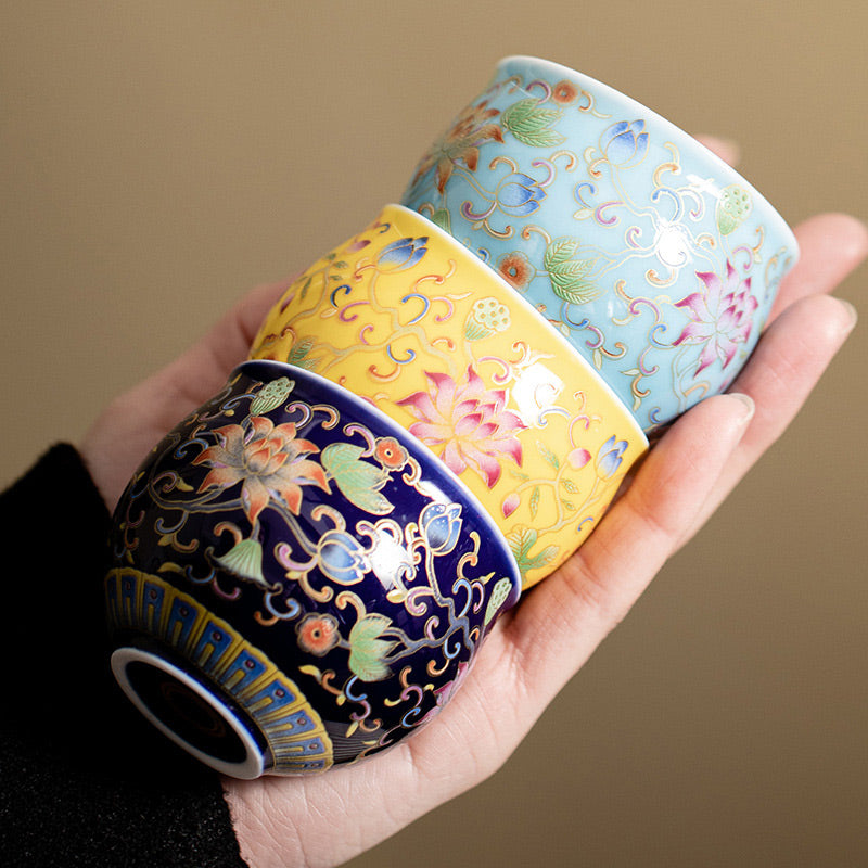 Nimara Ritual Lotus Flower Pod Pattern Ceramic Teacup Kung Fu Tea Cup 80ml