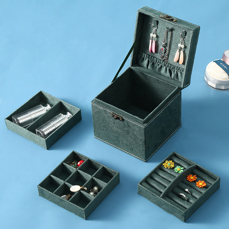 Nimara Ritual Jewelry Box Organizer Three-Layer Jewelry Storage Box Flannel Gift Box
