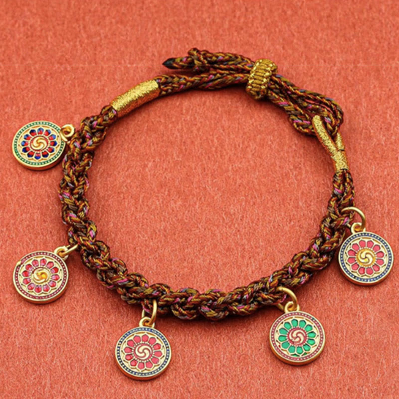 Nimara Ritual Tibetan Five God Of Wealth Thangka Luck Braid String Bracelet