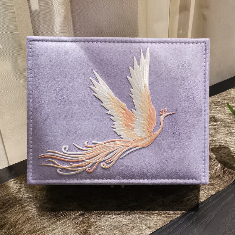 Nimara Ritual Purple Phoenix Jewelry Box Organizer Two-Layer Jewelry Storage Box Flannel Box