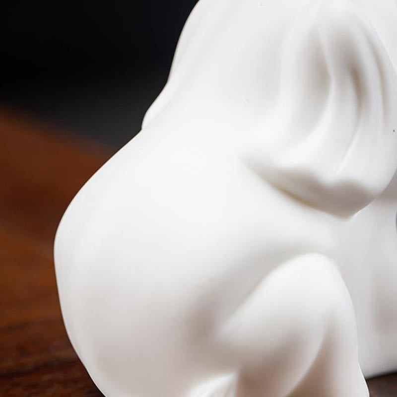 Nimara Ritual Small Elephant Statue White Porcelain Ceramic Strength Home Desk Decoration
