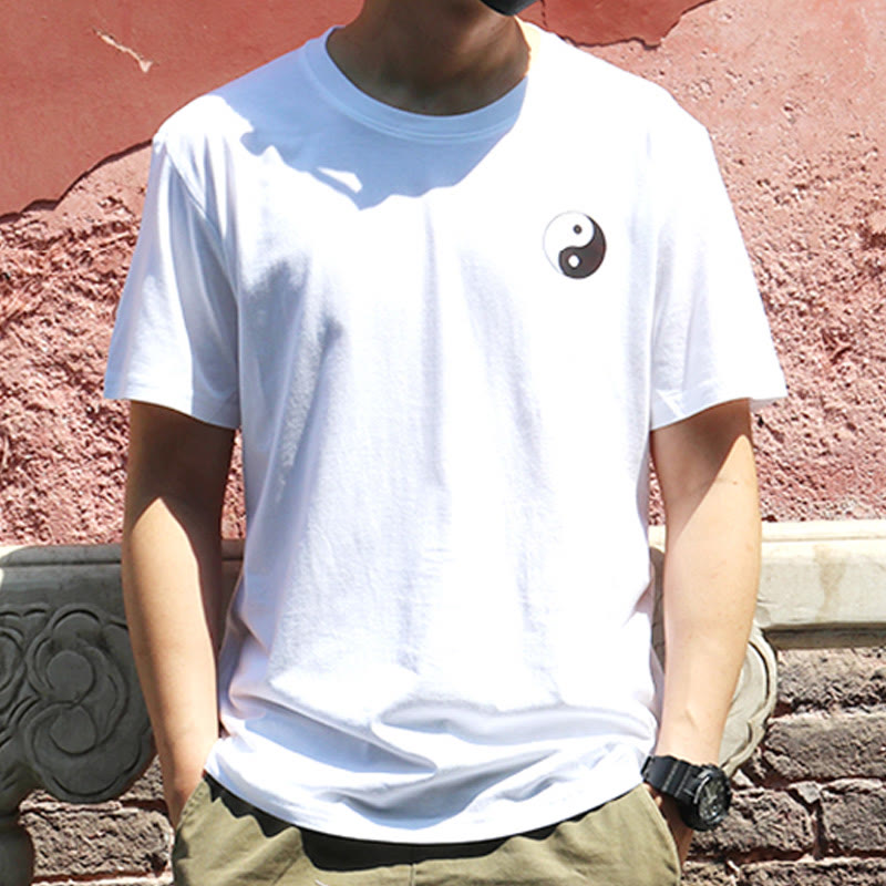 Nimara Ritual Men's Summer Round Neck Short Sleeve Yin Yang Cotton T-Shirt