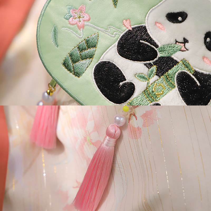 Nimara Ritual Embroidery Lucky Panda Cat Shiba Inu Deer Rabbit Fox Flower Cute Animal Hanfu Bag Crossbody Bag Shoulder Bag