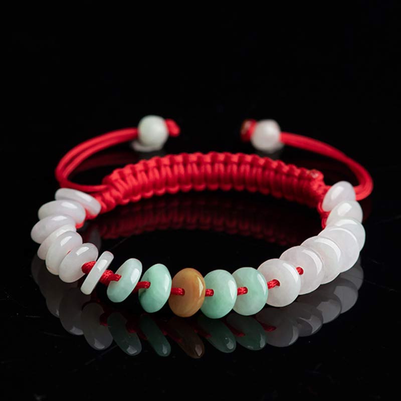 Nimara Ritual Round Jade Lucky Red String Weave Bracelet