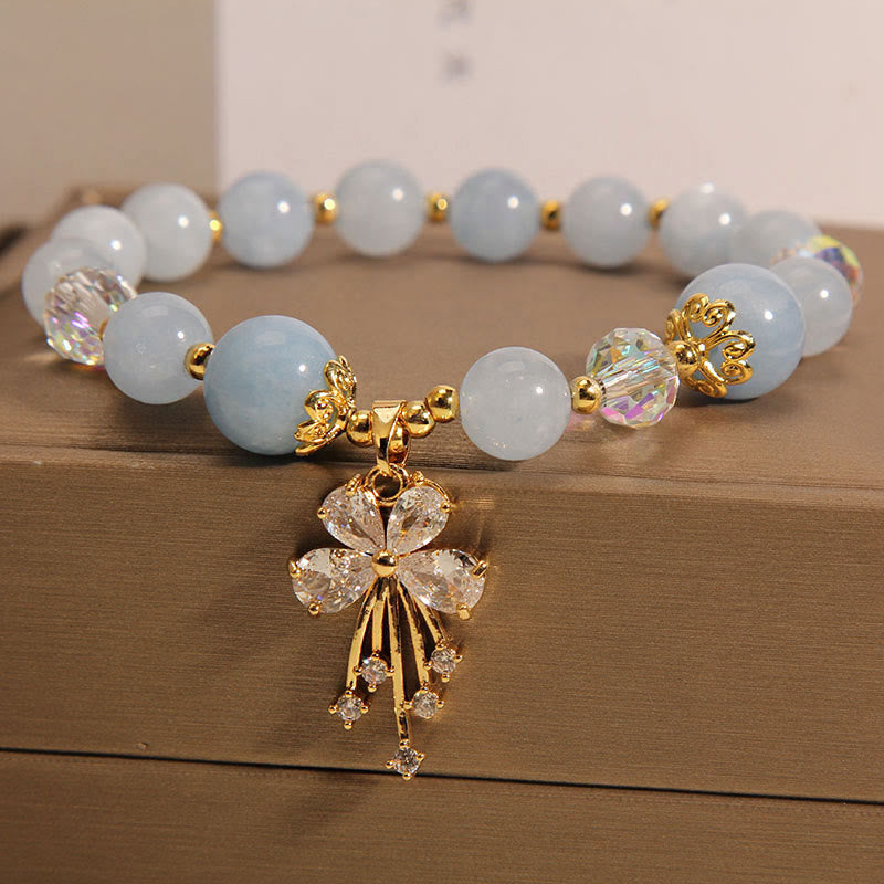 Nimara Ritual Aquamarine Pink Crystal Healing Zircon Butterfly Charm Bracelet