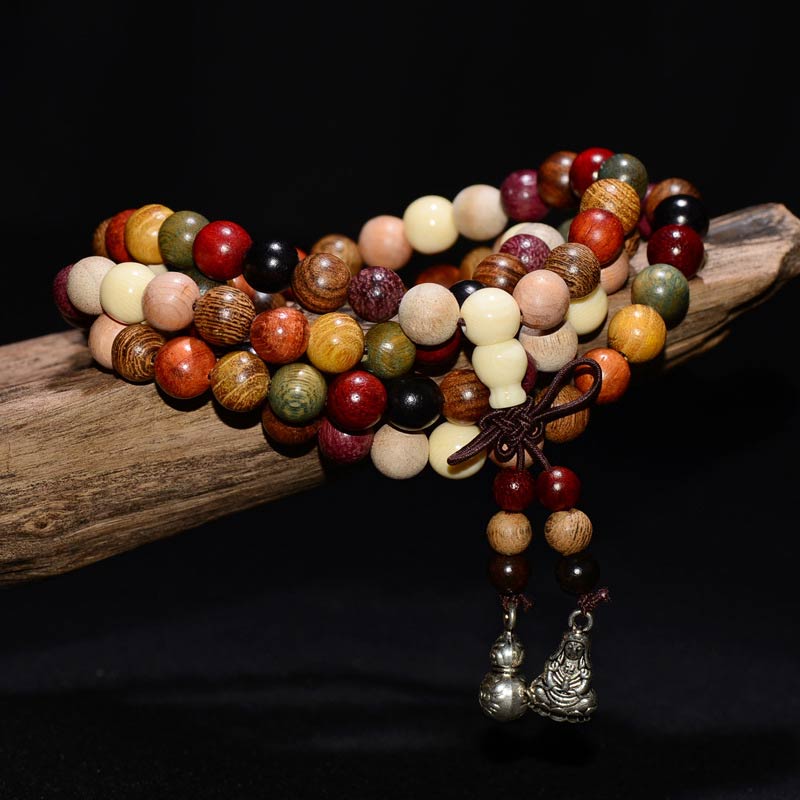 Nimara Ritual 108 Beads Wenge Wood Mala Blessing Meditation Bracelet