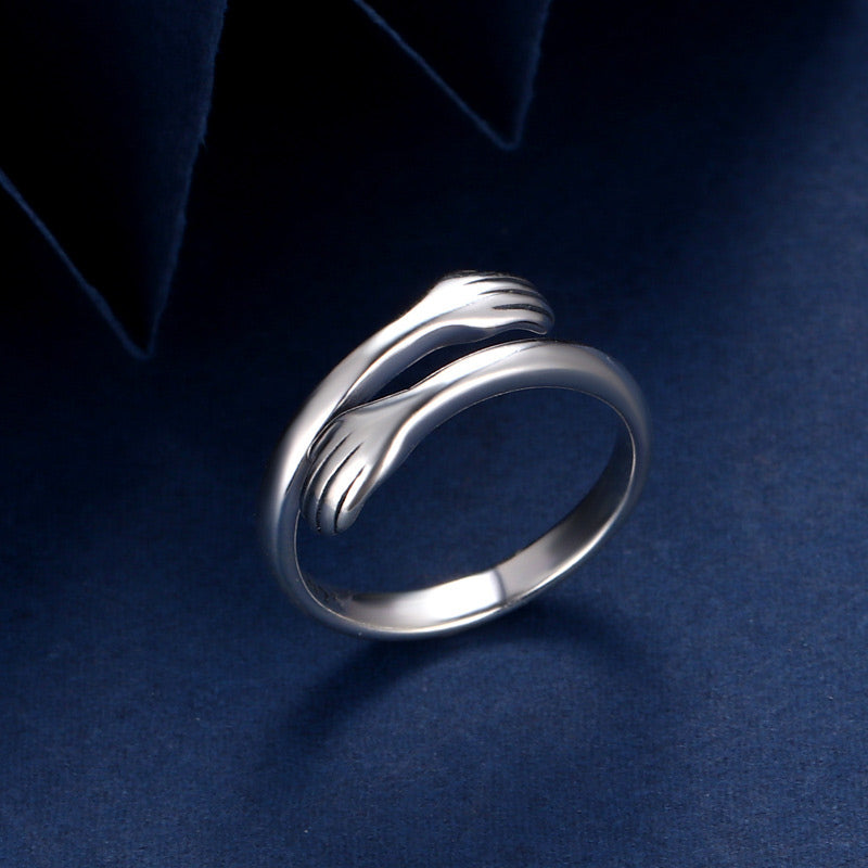 Nimara Ritual 925 Sterling Silver Love Hug Thumb Ring