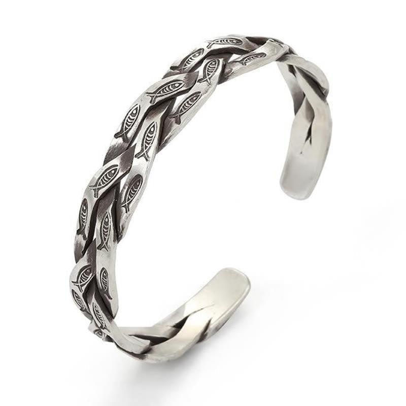 Nimara Ritual Koi Fish Twisted Design Luck Wealth Cuff Bracelet Bangle