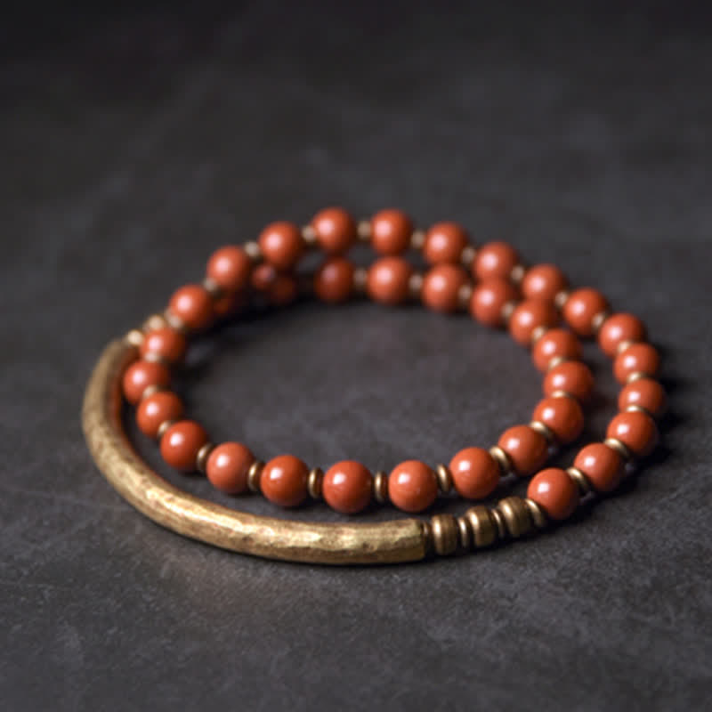 Nimara Ritual Red Jasper Moss Agate Black Obsidian Crystal Copper Peace Couple Bracelet