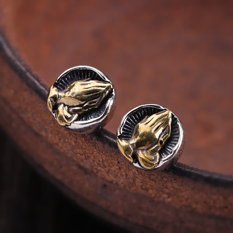 Nimara Ritual 925 Sterling Silver Namaste Equality Stud Earrings