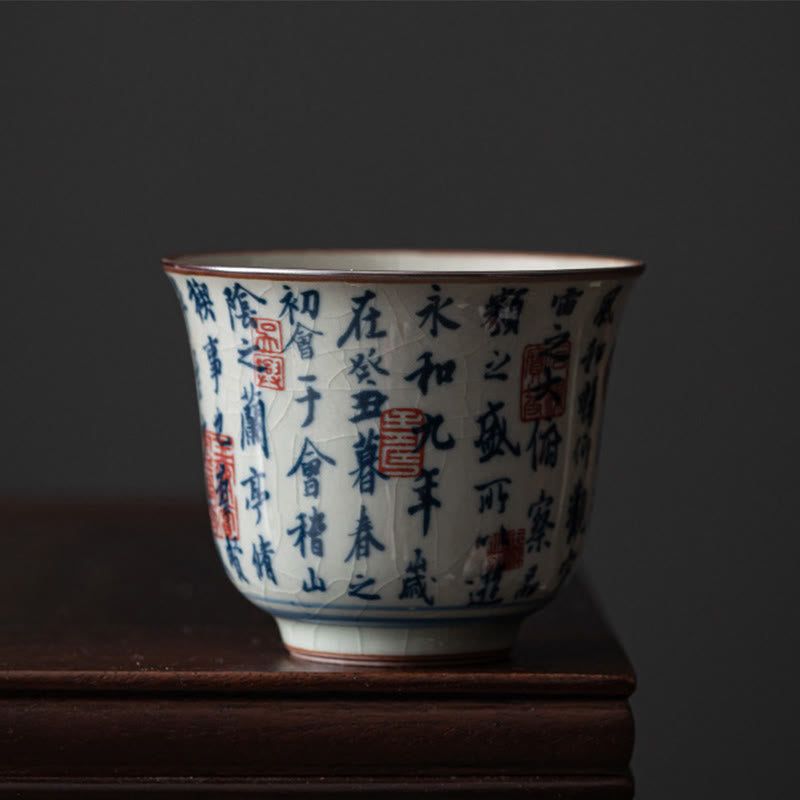 Nimara Ritual Mountain Landscape Lotus Orchid Pavilion Gathering Ceramic Teacup Kung Fu Tea Cup