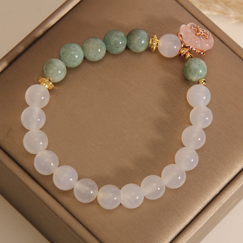 Nimara Ritual White Agate Jade Flower Charm Luck Protection Bracelet