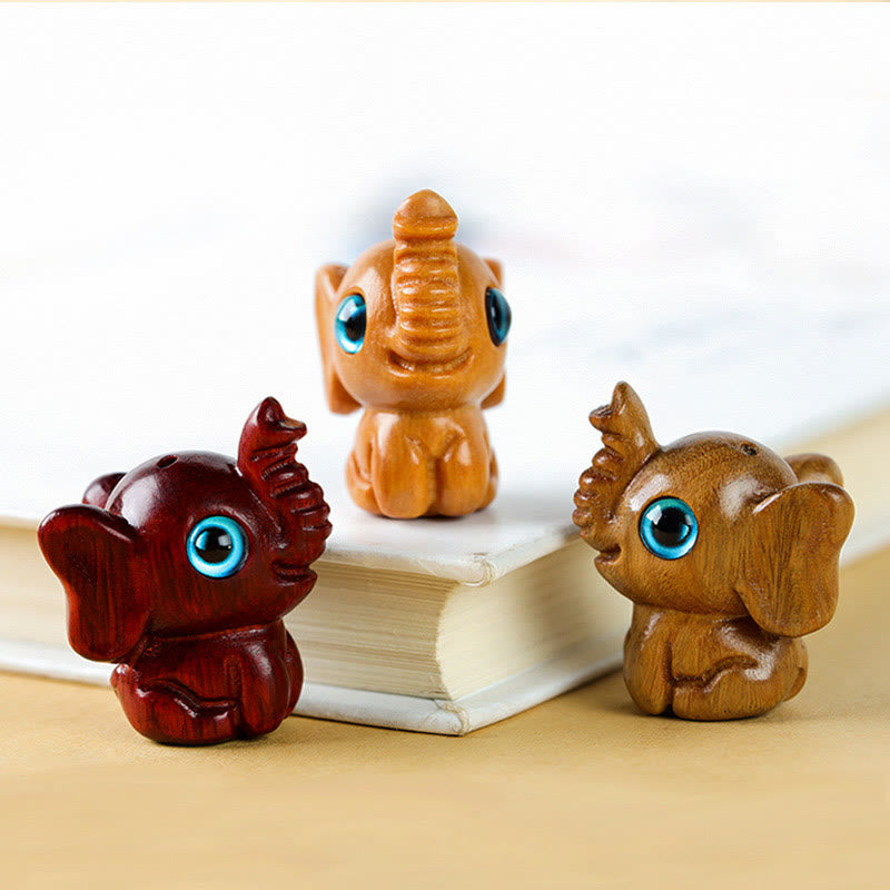 Nimara Ritual Sandalwood Small Leaf Red Sandalwood Green Sandalwood Lucky Mini Elephant Carved Protection Decoration