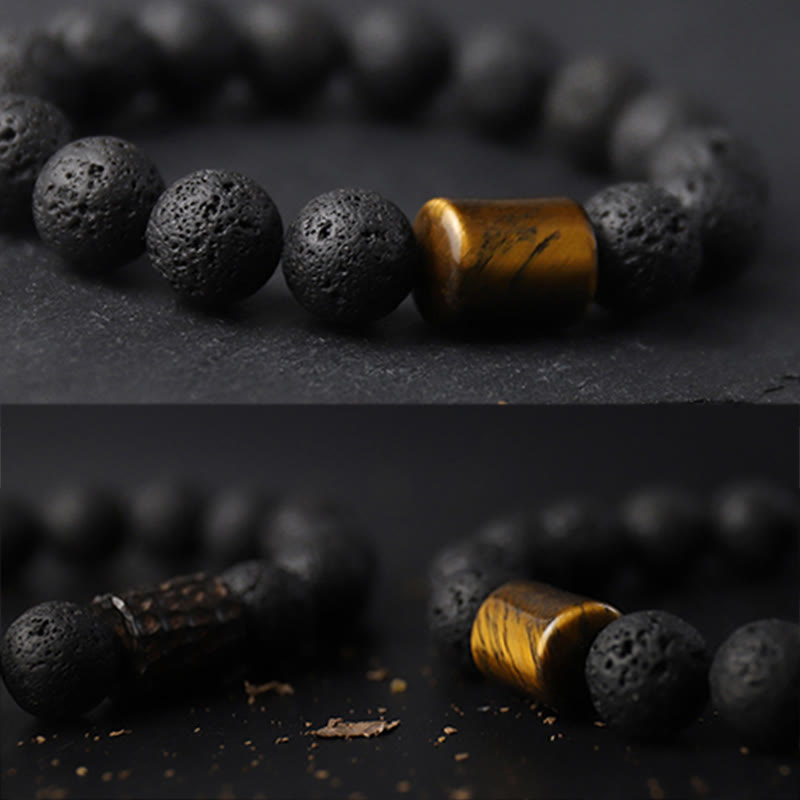 Nimara Ritual Lava Rock Ebony Wood Tiger Eye Support Healing Bracelet
