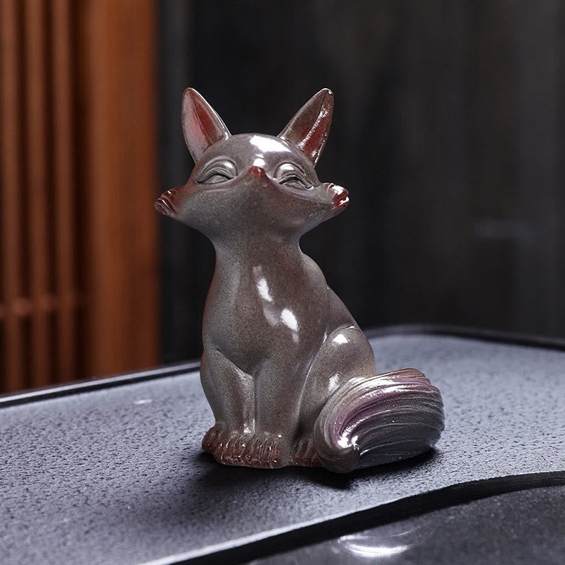 Nimara Ritual Color Changing Small Cute Fox Tea Pet Resin Home Figurine Decoration