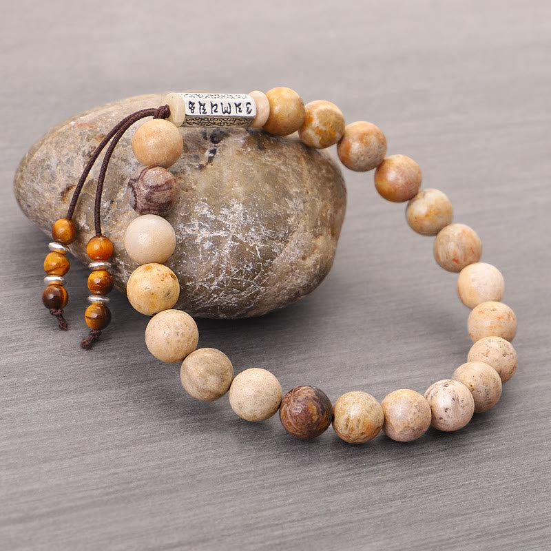 Nimara Ritual Weathered Stone Om Mani Padme Hum Strengthen Bracelet
