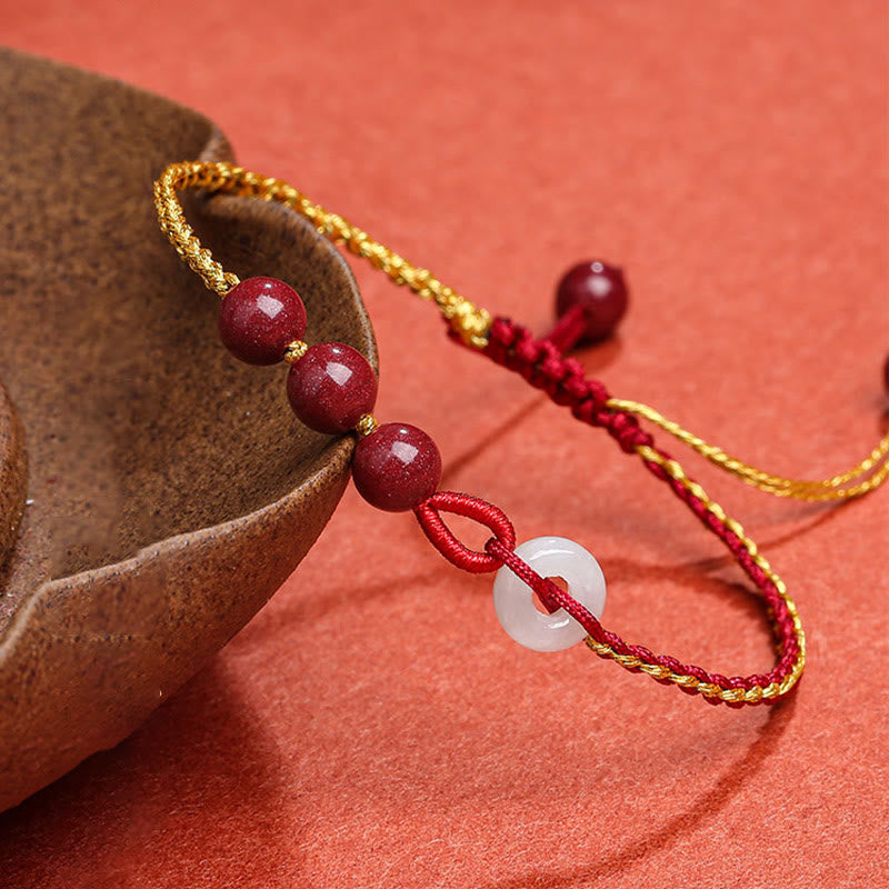 Nimara Ritual Natural Cinnabar Jade Peace Buckle Blessing Bracelet