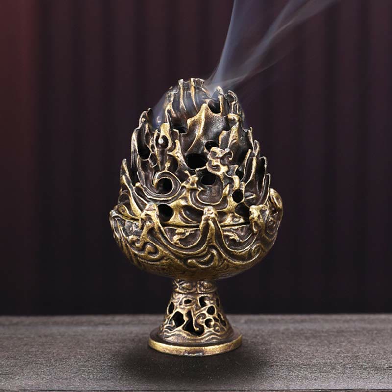 Nimara Ritual Tibetan Mini Mountain Pattern Meditation Copper Alloy Incense Burner