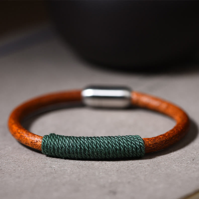 Nimara Ritual Tibetan Leather Handmade Five Elements Luck Braid String Buckle Bracelet