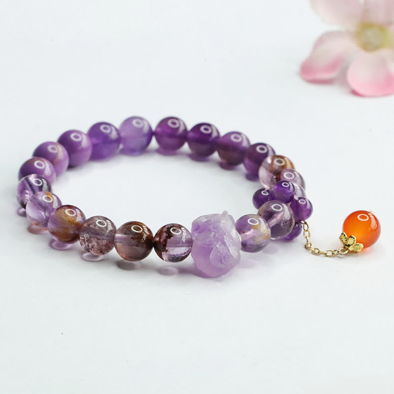 Nimara Ritual Natural Amethyst Purple Phantom Gemstone Spiritual Awareness Bracelet