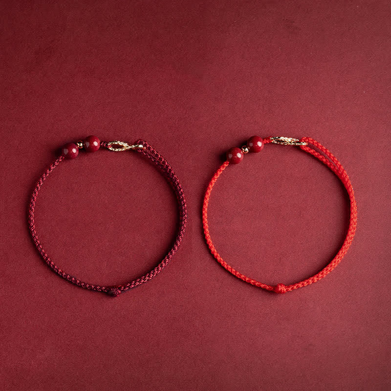 Nimara Ritual Cinnabar Blessing Red String Golden Infinity Symbol Bracelet Anklet