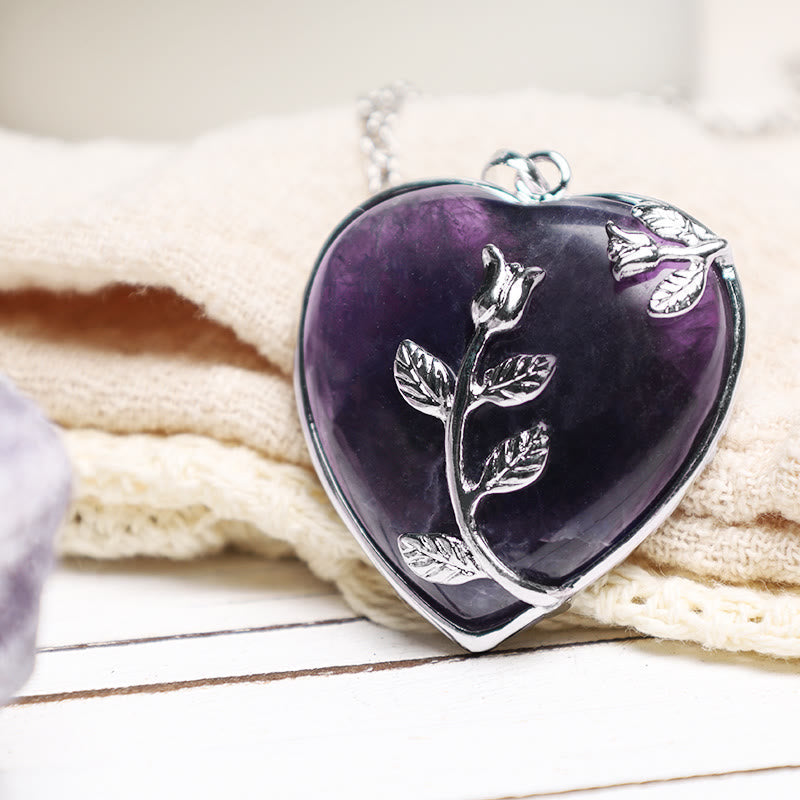 Nimara Ritual Natural Healing Crystals Heart Pendant Necklaces
