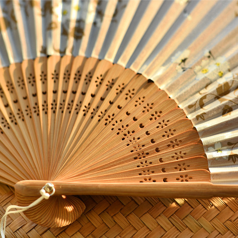 Nimara Ritual Cherry Blossoms Sakura Handheld Bamboo Folding Fan 21cm