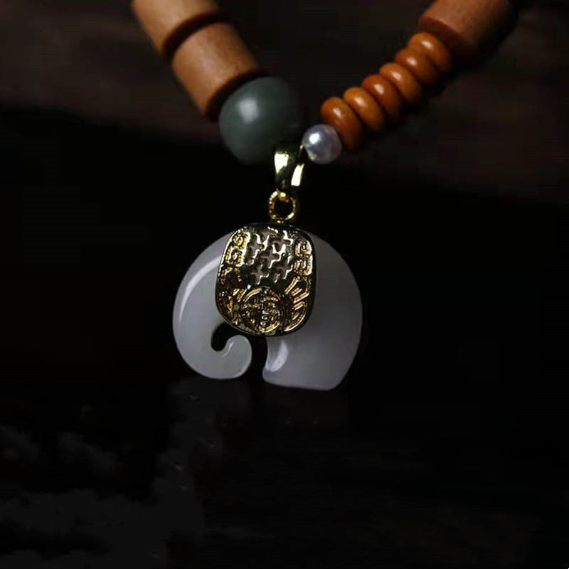 Nimara Ritual Sandalwood Jade Elephant Protection Bracelet