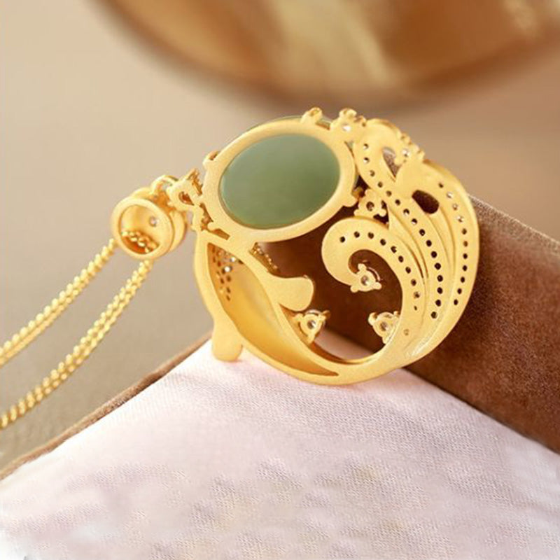 Nimara Ritual Cyan Jade Koi Fish Healing Calm Necklace Pendant