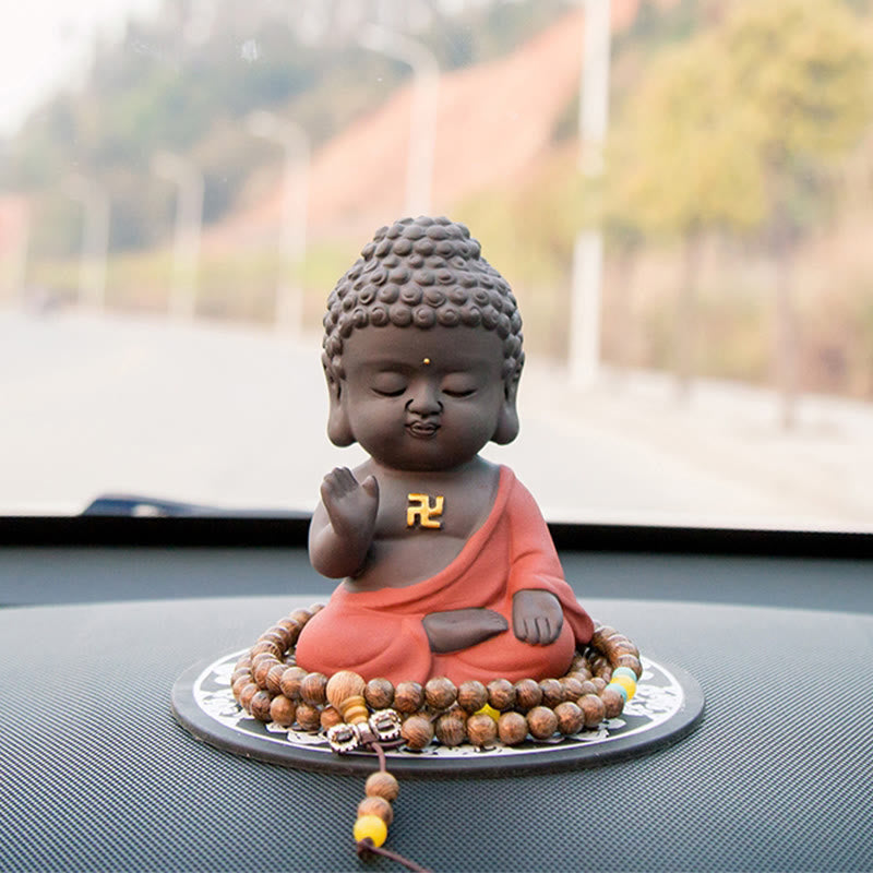 Nimara Ritual Small Buddha Serenity Purple Clay Home Desk Decoration