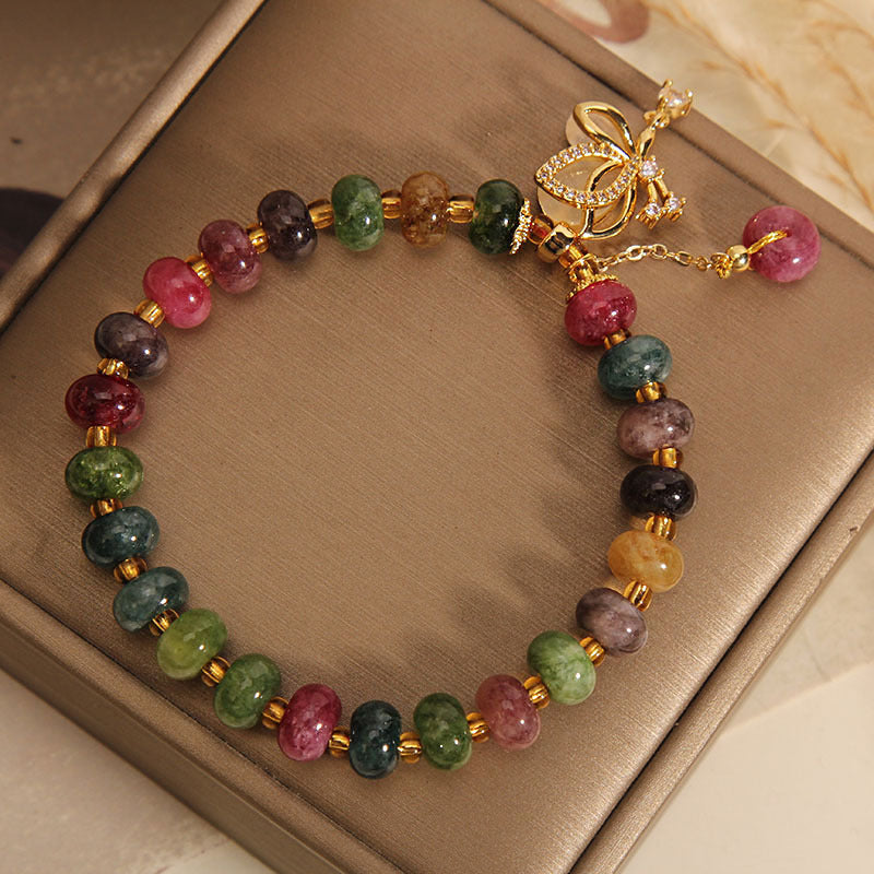 Nimara Ritual Colorful Tourmaline Butterfly Charm Wisdom Bracelet